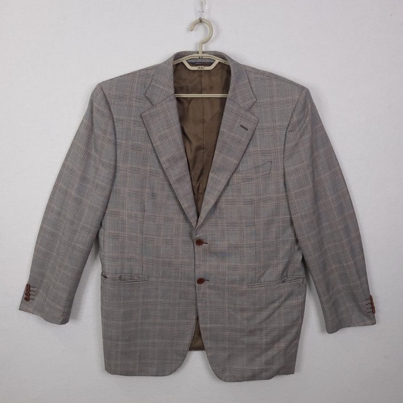Trussini Blazer Mens 58 Gray Glen Plaid Wool Sport Coat Loro Piana Italy
